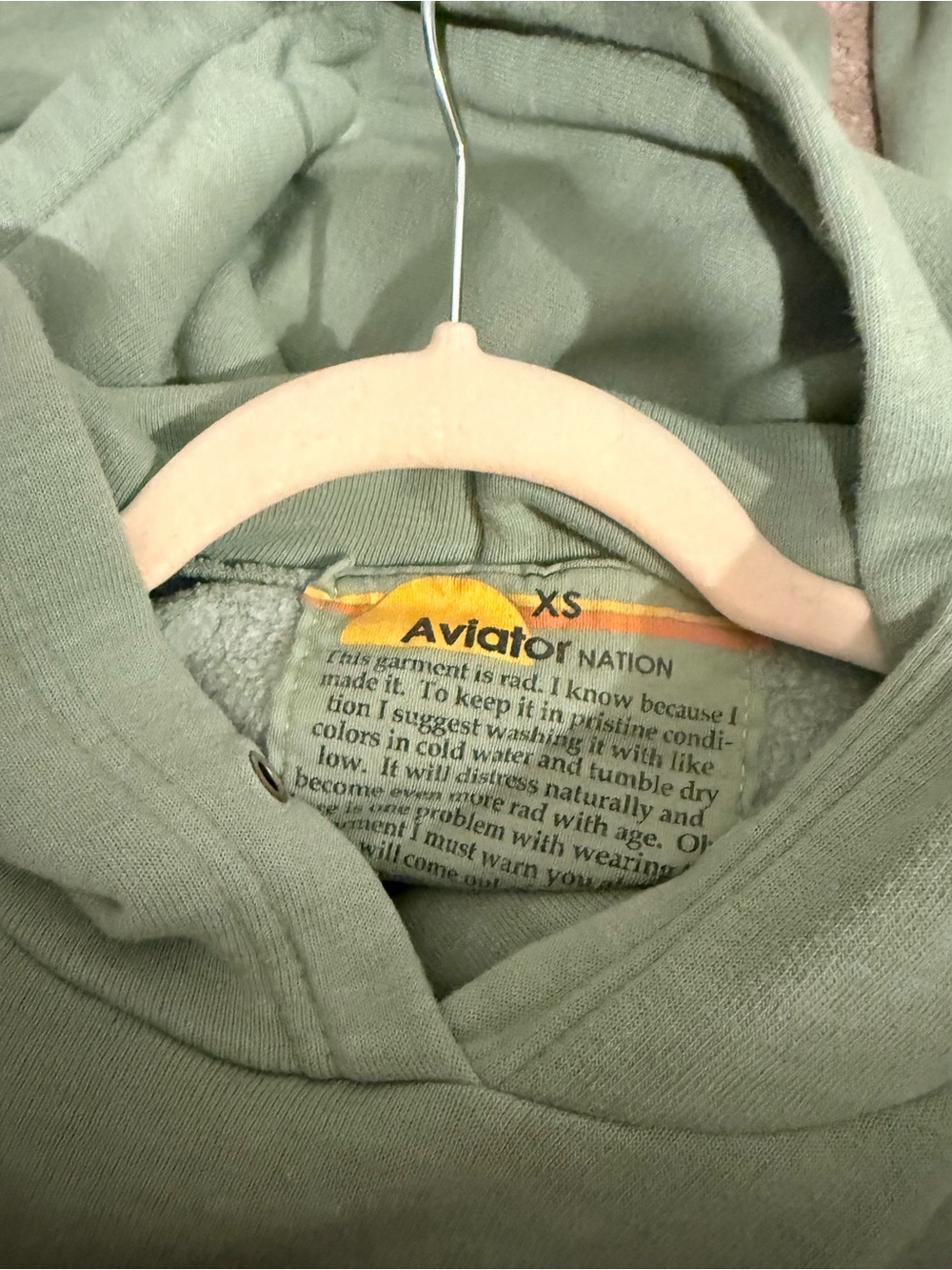 Aviator Nation Sage Green Hoodie Sweatpants SET both XS - Picture 5 of 6